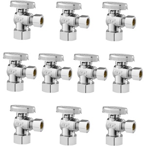 image:imageVEVOR 10 Pack Angle Stop Valve Water Shut Off Valve 12 PEX x 38 OD Compression 14 TurnChrome Plated Brass Shutoff Valves for Bathroom Kitchen Toilet Shower Plumbing10
